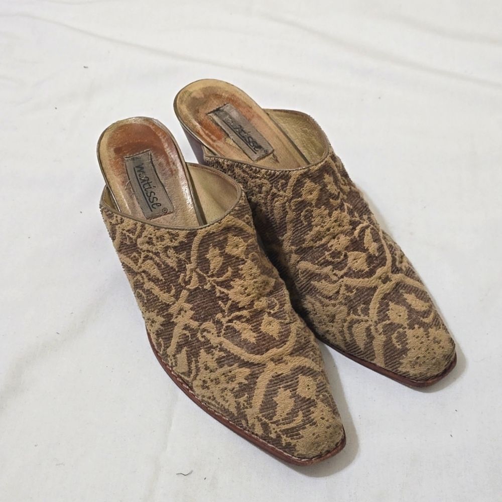 Matisse “SHERYL” Tapestry Mules Woven Boho  Block Heel Leather Size 10